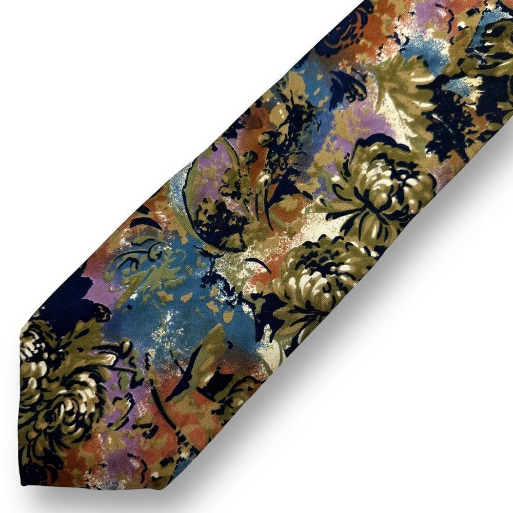Harve Bernard multi color floral print silk tie‎